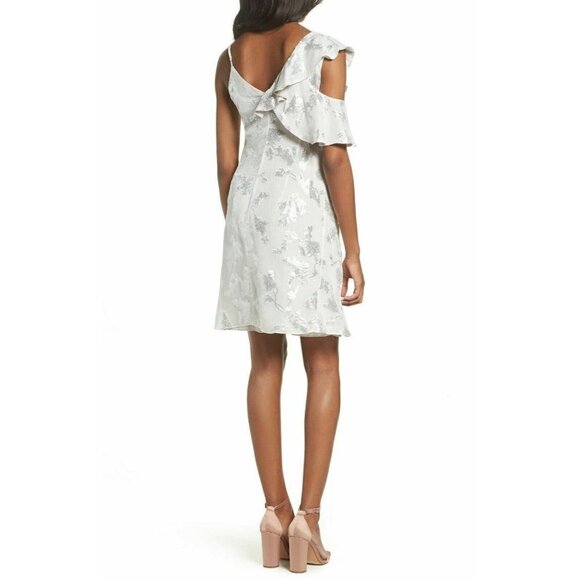 Bardot Women's Cold Shoulder Metallic-Print Wrap Dress Size M $169 - Picture 9 of 12